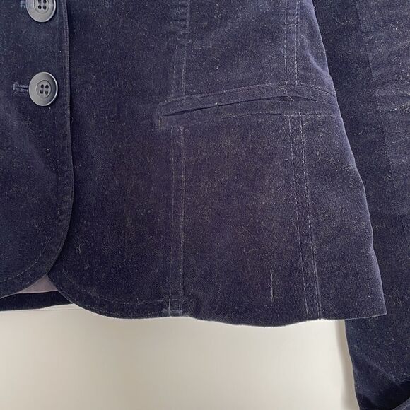 Vince. Navy Blue Velvet Blazer Size 4 100% Cotton - Picture 7 of 14